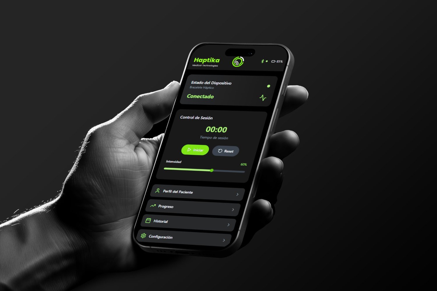 Haptika app running on a phone